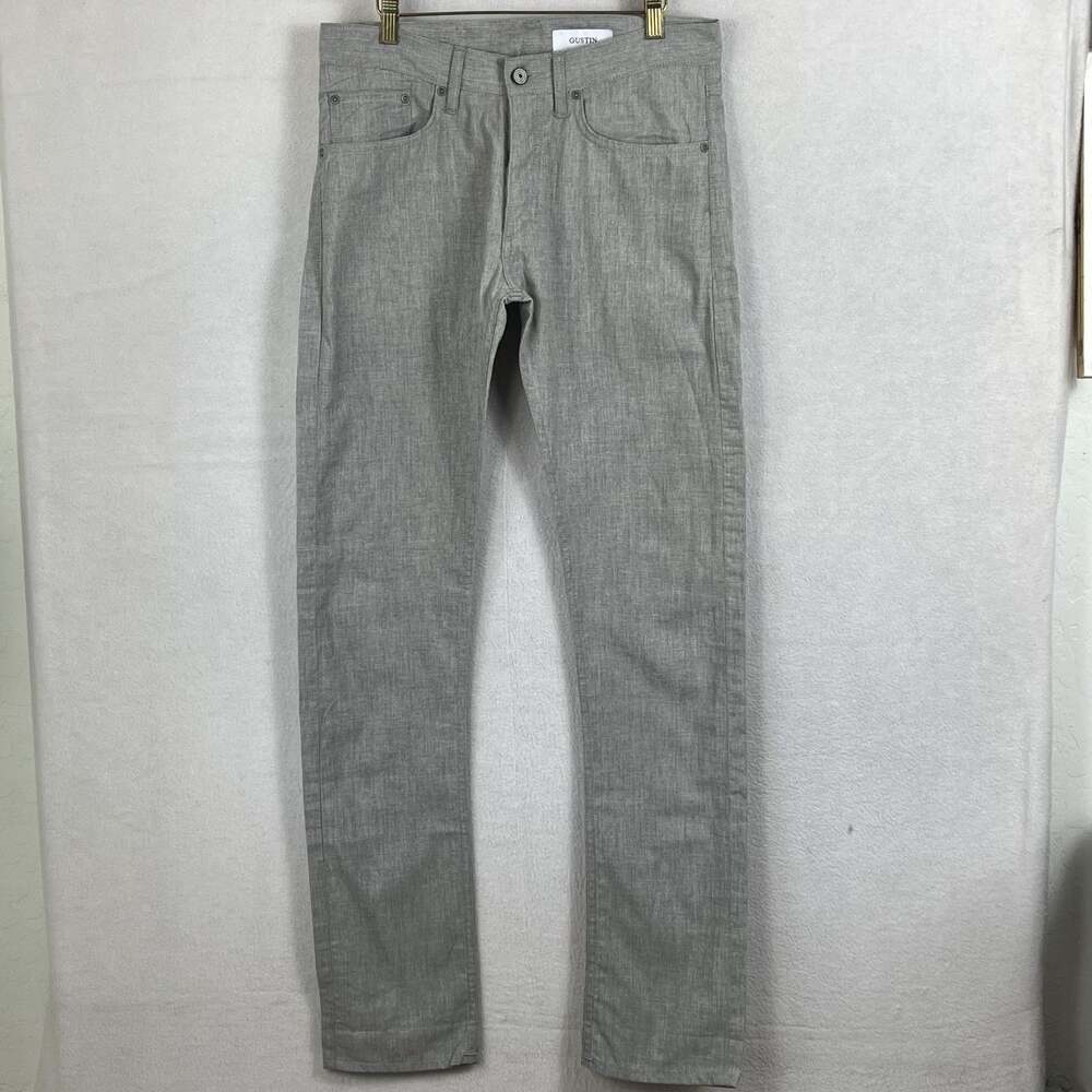 Gustin Gray Denim Skinny Jeans Men's 32 Cotton Button Fly Retro